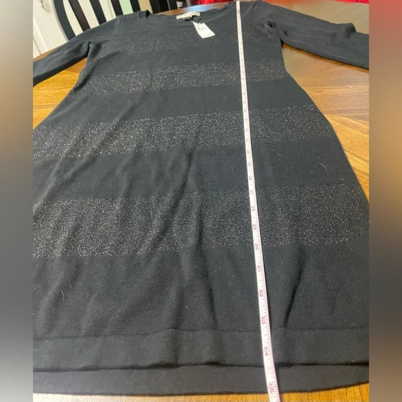 Banana Republic Sweater Dress Striped Black Metallic Silver Fitted Small NWT - Picture 4 of 8